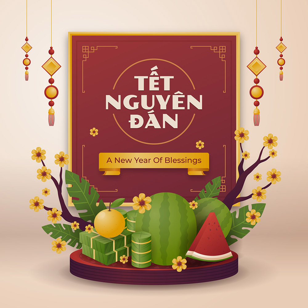 Banner bánh chưng , dưa hấu dịp tết nguyên đán file vector - mẫu số 547