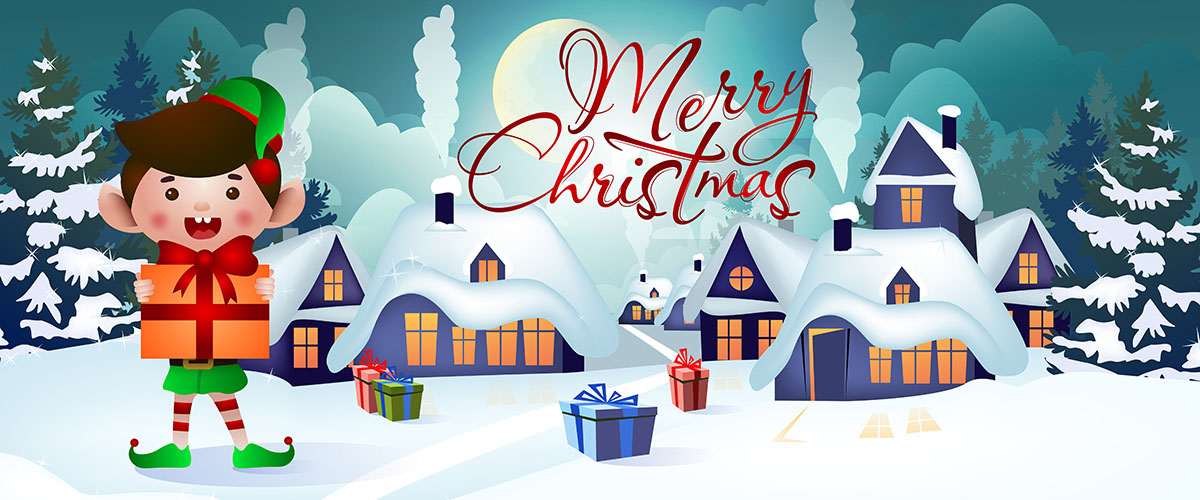 Background cậu bé nhận quà lễ noel file vector mẫu BN200