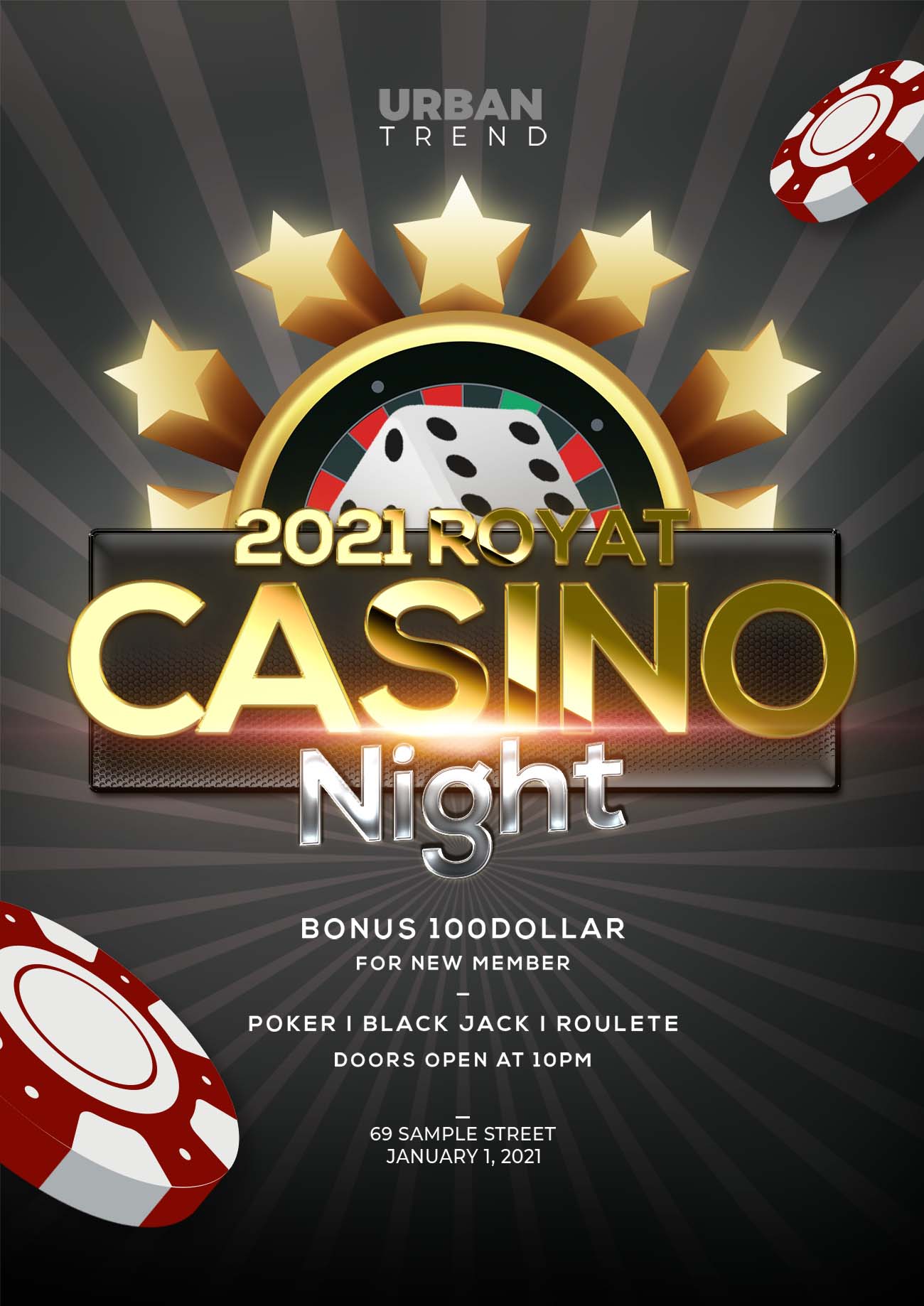 Poster trò chơi casino file PSD mẫu T10