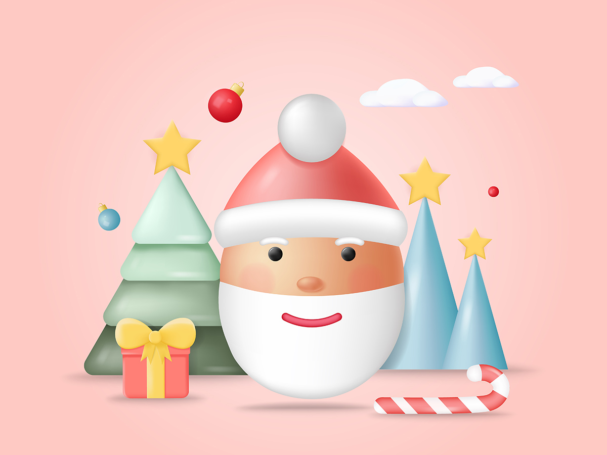 Hình ảnh ông già noel cùng cây thông file vector mẫu số 859