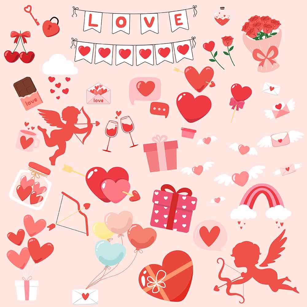 Hình minh họa biểu tượng tình yêu ngày valentine file vector mẫu số 345