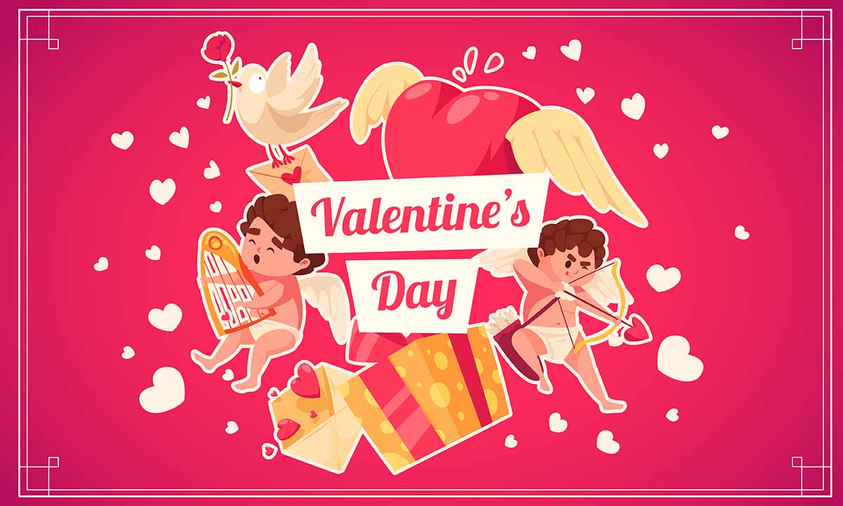 Banner valentine hình ảnh thần tình yêu file vector mẫu số 865