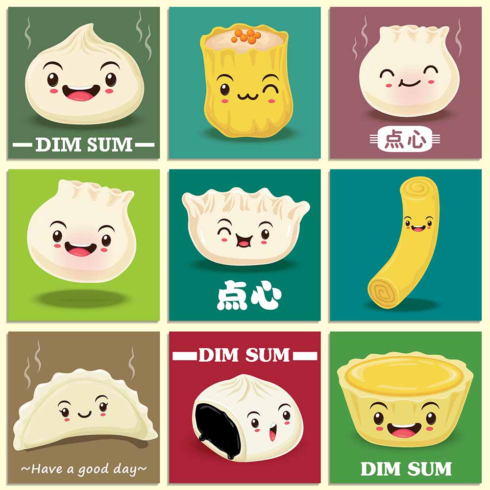 Hình minh họa bánh bao hoạt hình cute file vector mẫu số 195