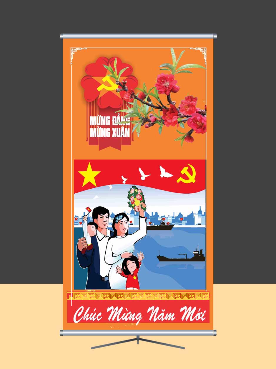 Phướn mừng Đảng mừng xuân 2024 file CDR mẫu D92