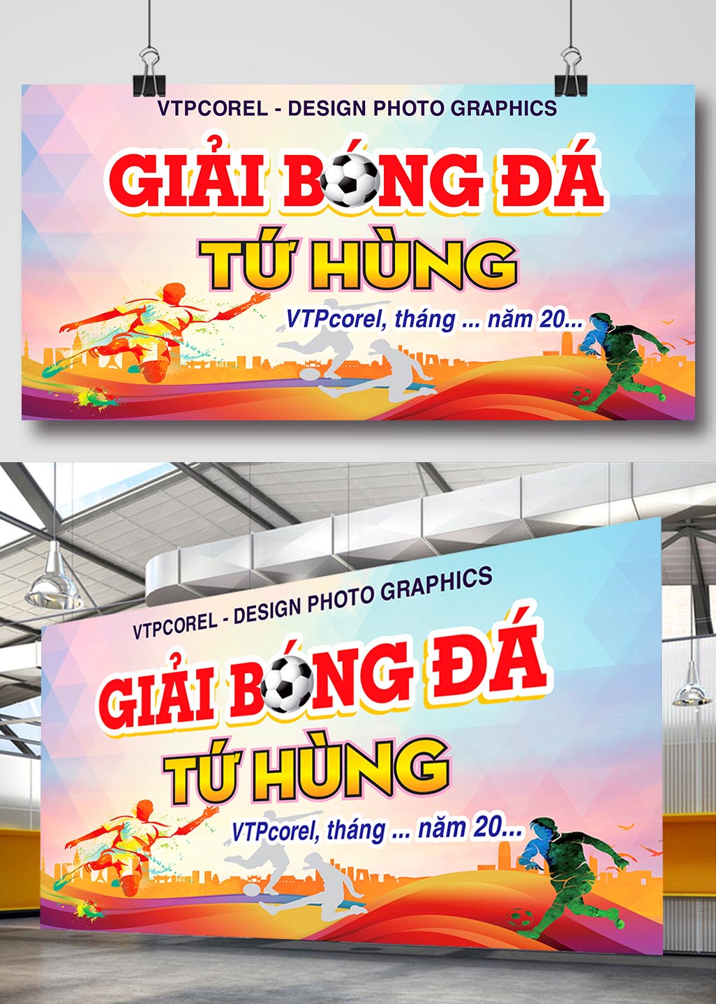 Backdrop giải bóng đá tứ hùng file corel - Mã 5524