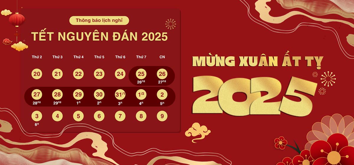 Lịch nghỉ tết nguyên đán năm con rắn 2025 file PSD mẫu số 206