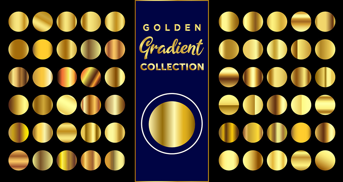 Bộ màu gradient vàng gold sang trọng cho phần mềm illustrator file AI - mẫu số 43