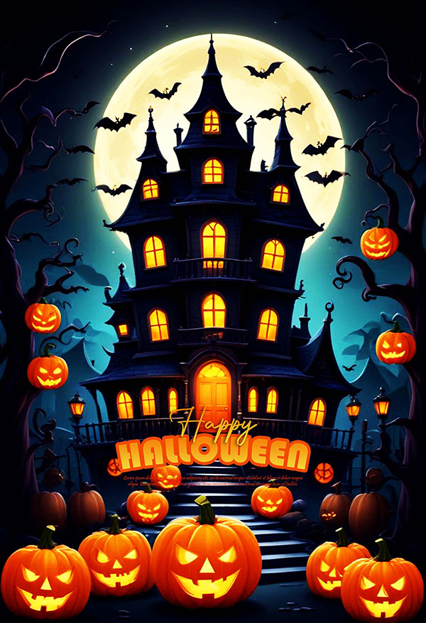 Poster lễ hội halloween file PSD mẫu MB393