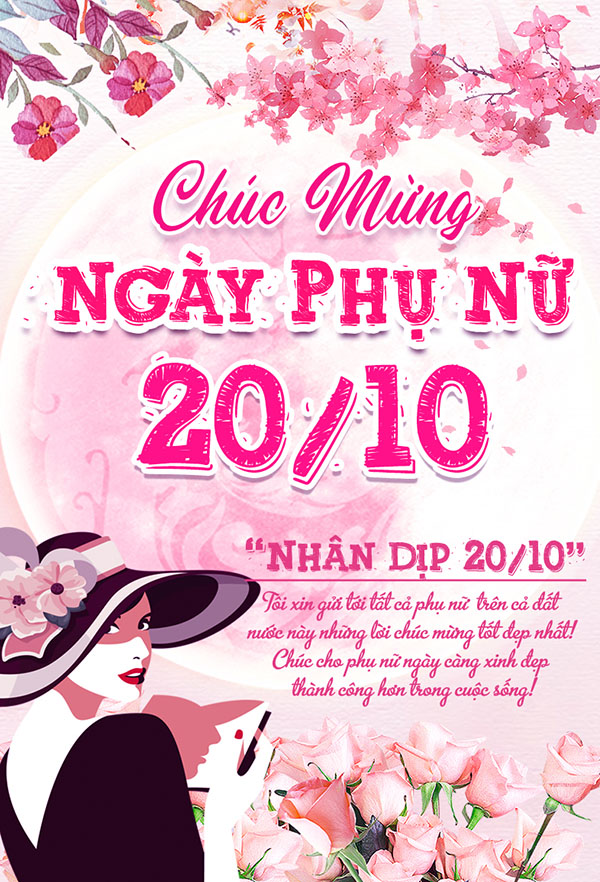 Thiệp chúc mừng ngày phụ nữ việt nam file PSD mẫu PN217