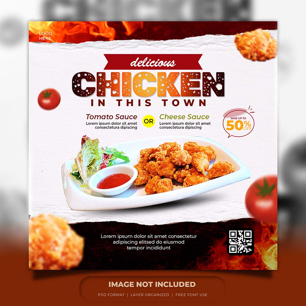 Poster quảng cáo gà rán KFC file PSD mẫu GR58