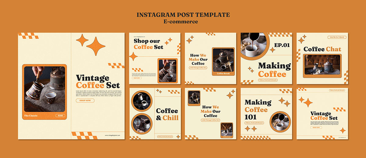 Mẫu bài đăng ảnh coffee trên mạng xã hội file PSD mẫu CF186