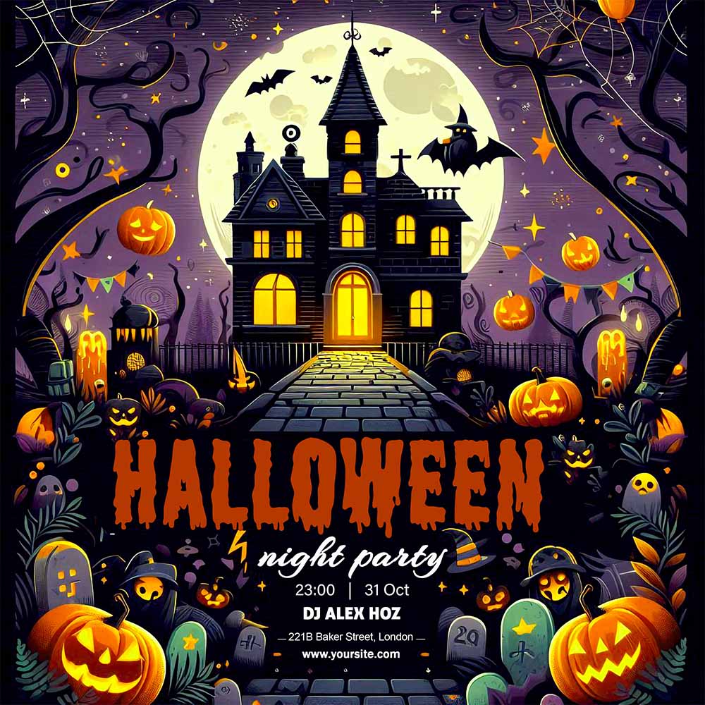 Poster lễ hội halloween file PSD mẫu MB323