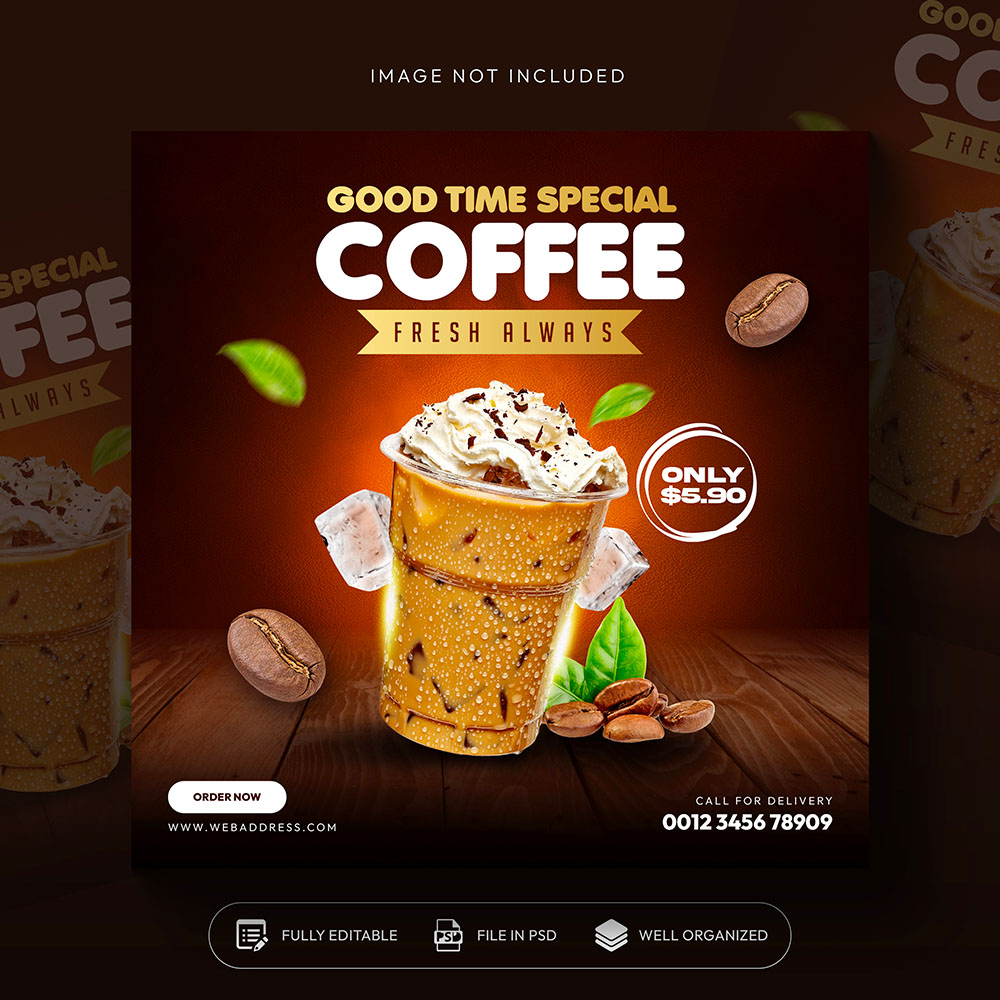 Poster quảng cáo coffee file PSD mẫu CF152