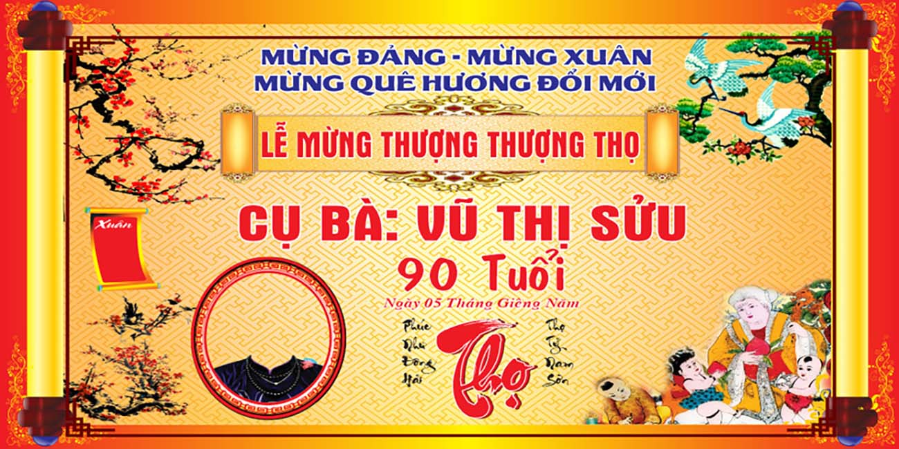 Backdrop lễ mừng thọ mẫu T22 file Corel