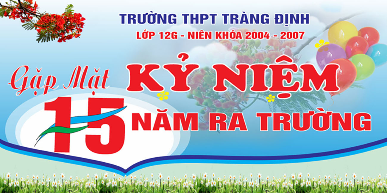 Backdrop họp lớp kỉ niệm 15 năm ngày ra trường mẫu 09 file Corel