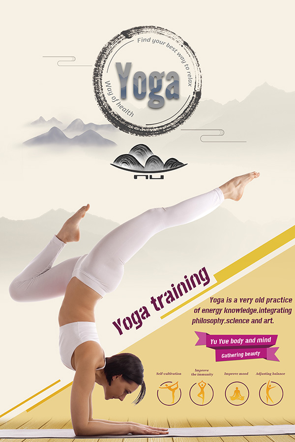 Poster bài tập yoga tại nhà file PSD mẫu J2