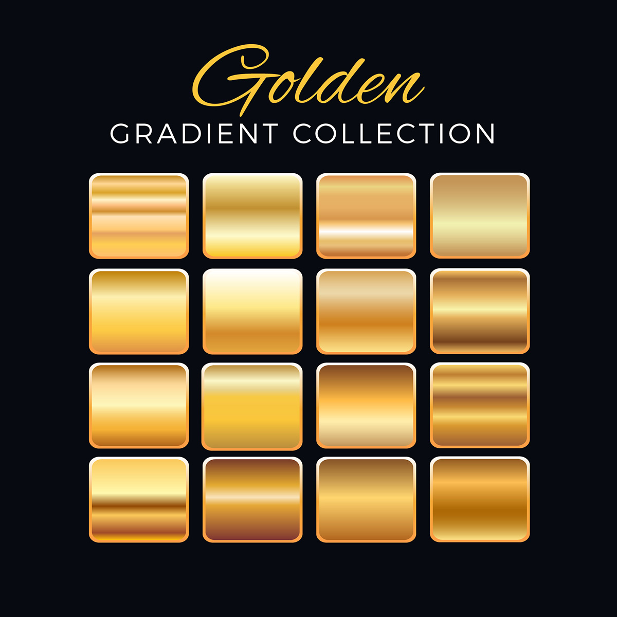 Bộ màu gold gradient sử dụng cho thiết kế file AI - mẫu số 40