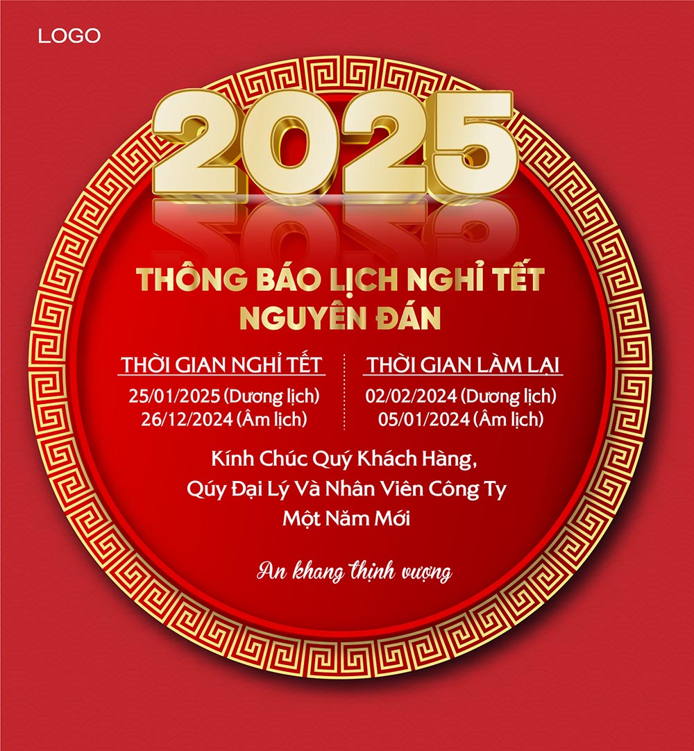 Banner thông báo lịch nghỉ tết nguyên đán 2025 file vector - mẫu số 711