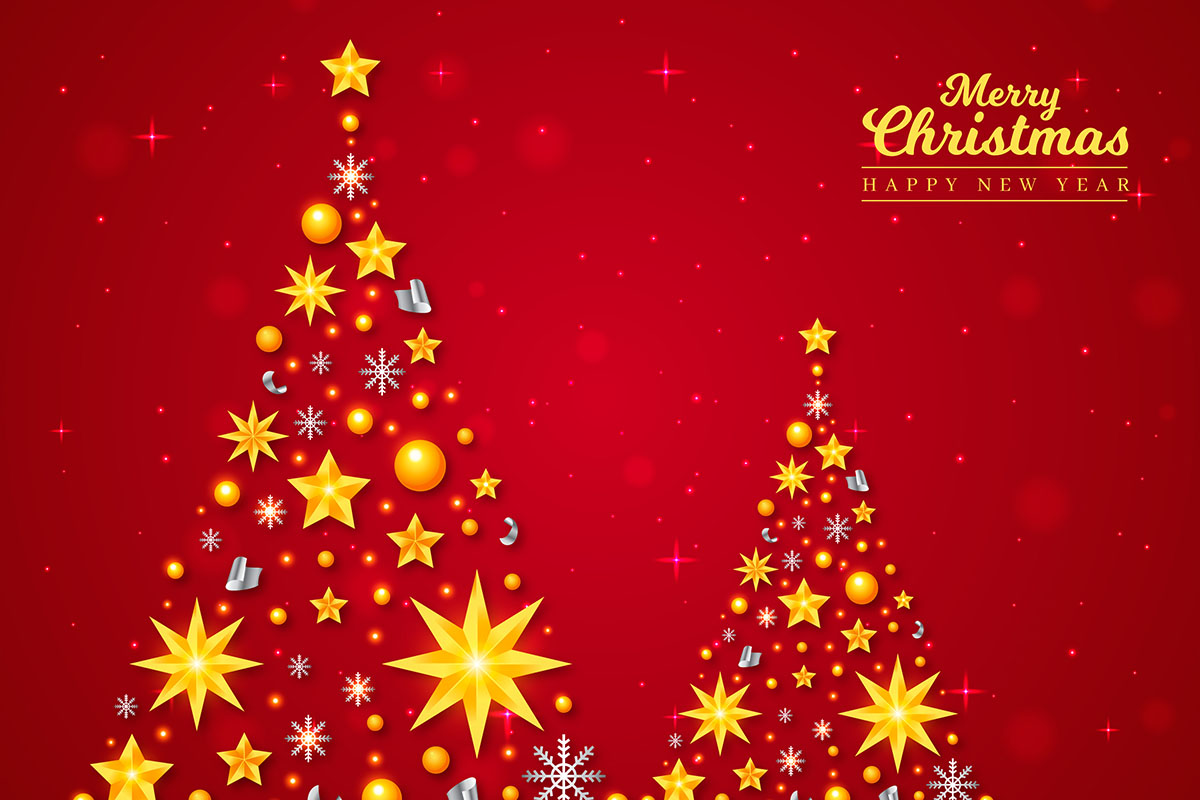 Background cây thông ngôi sao lễ noel file vector mẫu BN199