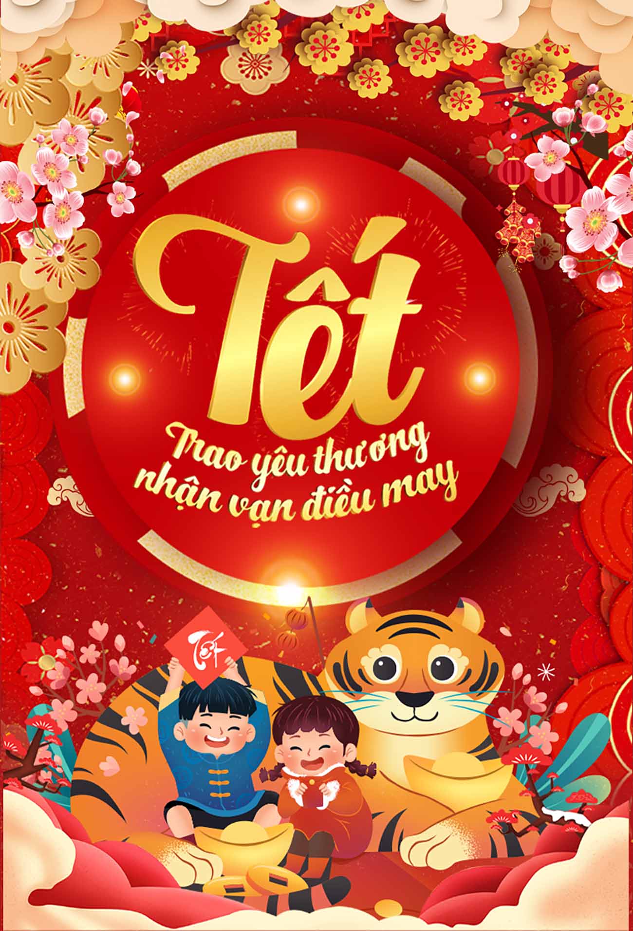 Poster Tết cổ truyền mẫu T03 PSD