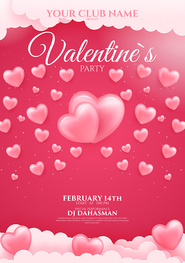 Poster dịp lễ valentine  file vector mẫu BV332