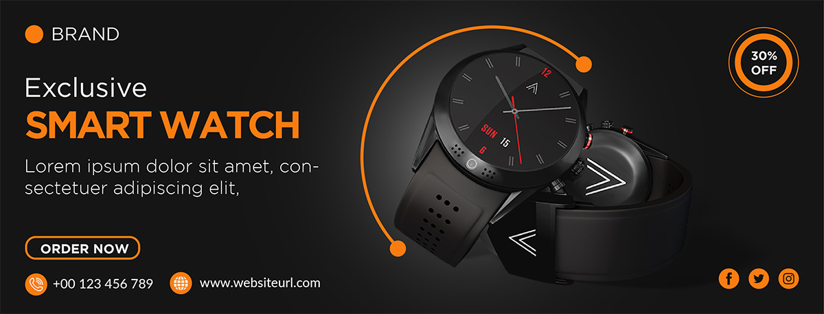 Banner quảng cáo đồng hồ smart watch file EPS và AI mẫu DH6