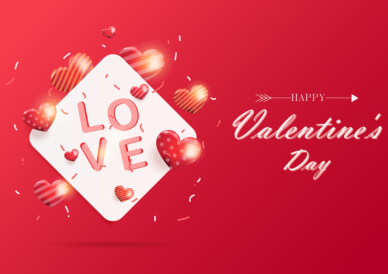 Banner valentine nền đỏ file EPS