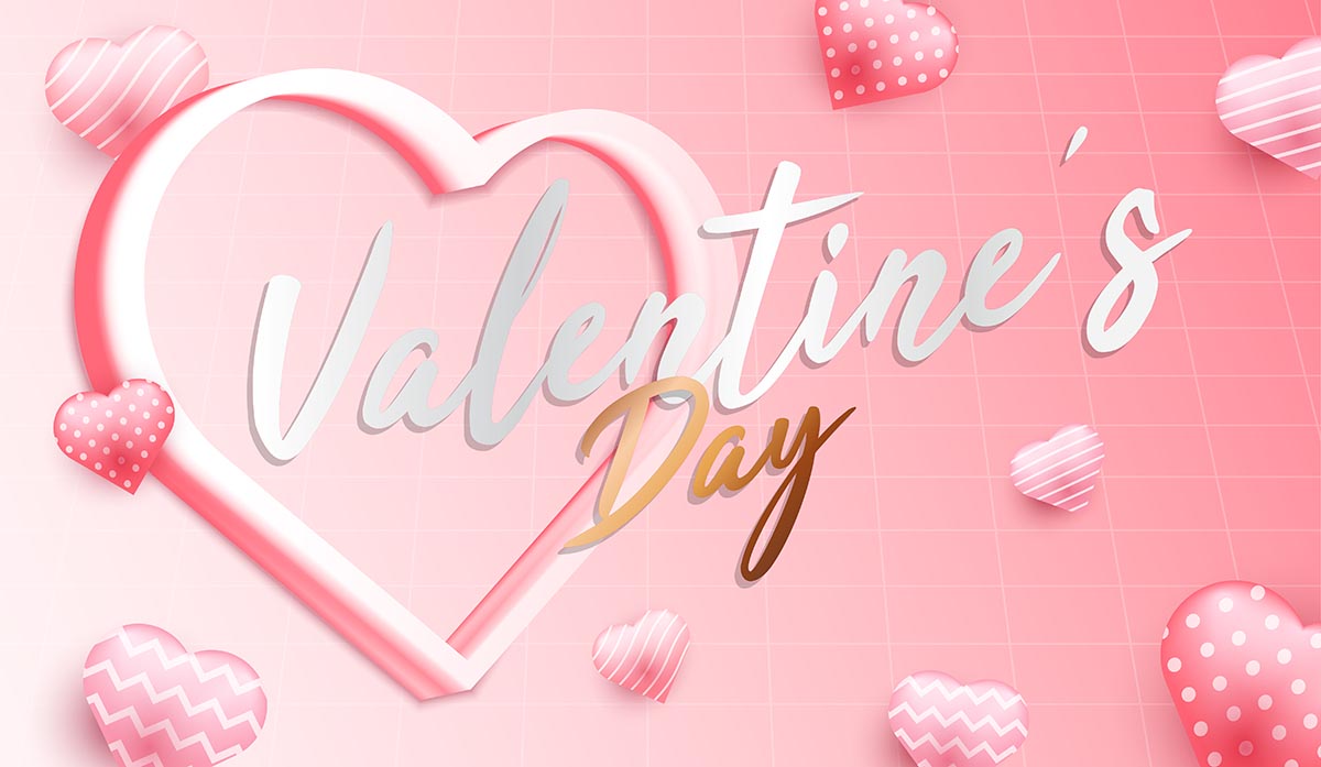 Banner ngày valentine nền trái tim hồng file vector mẫu số 235