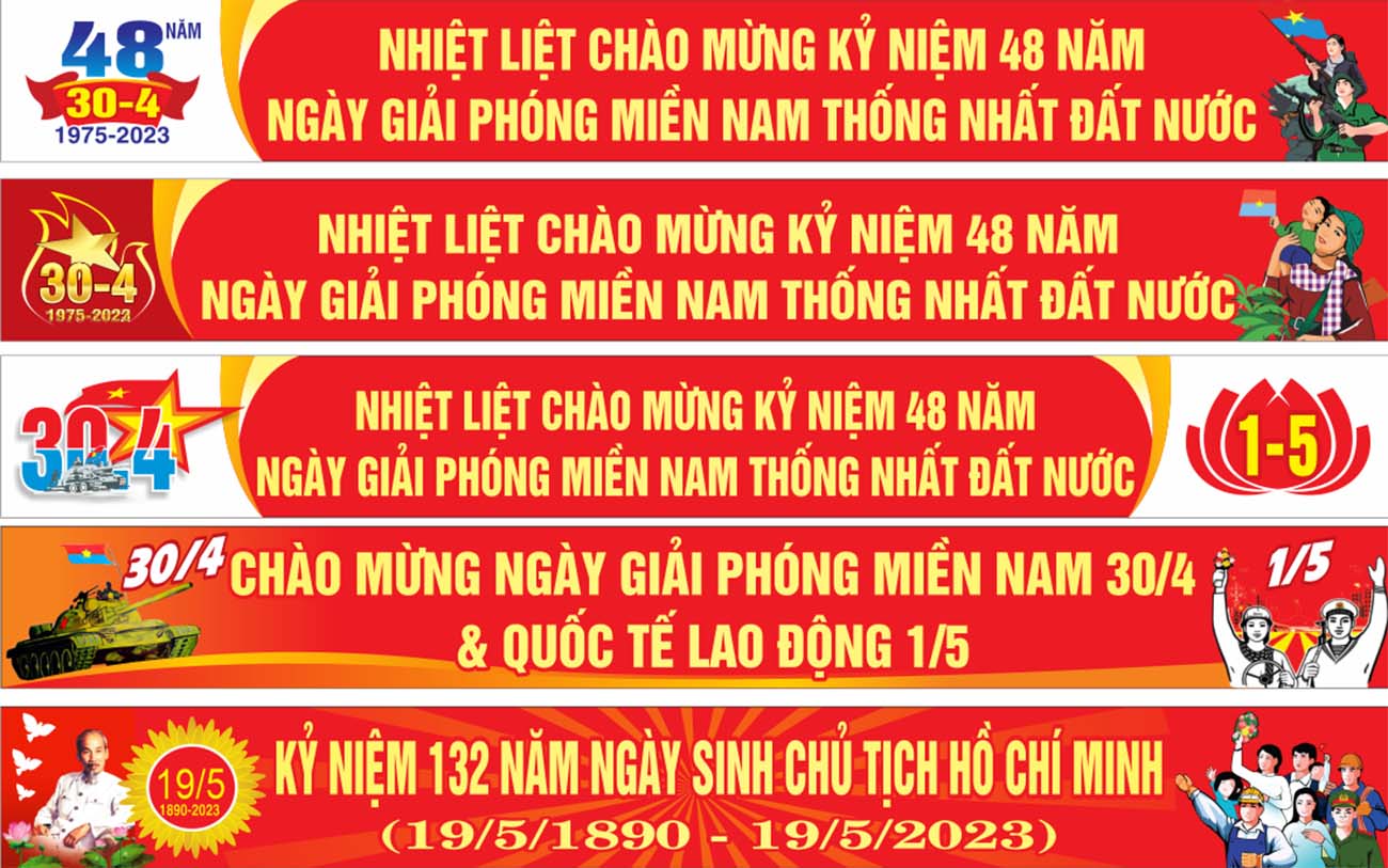 Phướn ngày lễ 30/4 và 1/5 file CDR mẫu K7