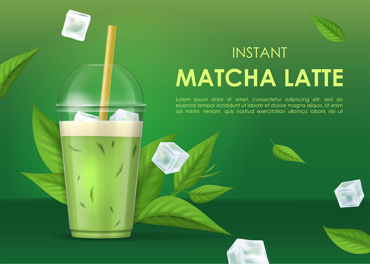 Banner quảng cáo đồ uống matcha latte file vector mẫu số 409