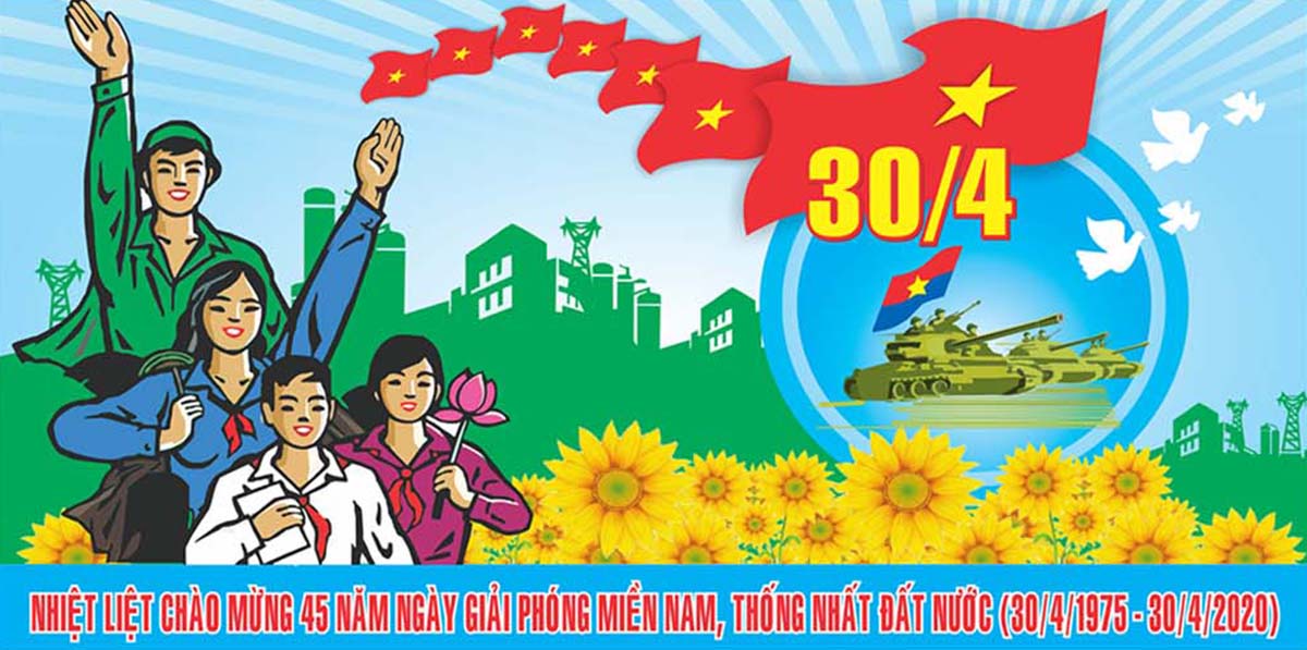 Banner chào mừng ngày giải phóng miền nam file CDR mẫu GP10