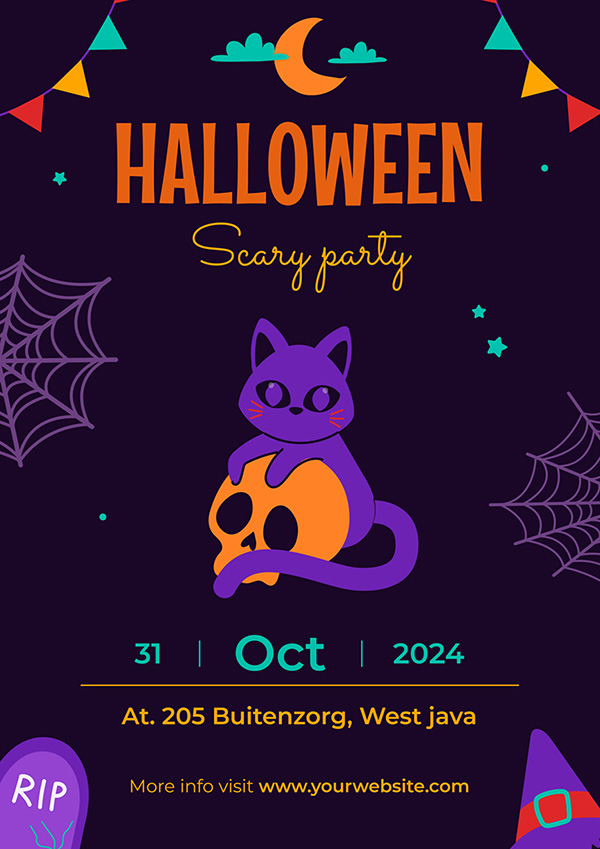 Poster lễ hội halloween file PSD mẫu MB362