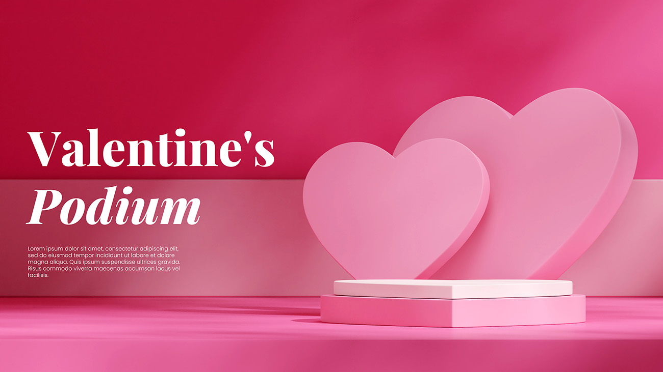 Banner bục 3d ngày valentine file PSD mẫu V44