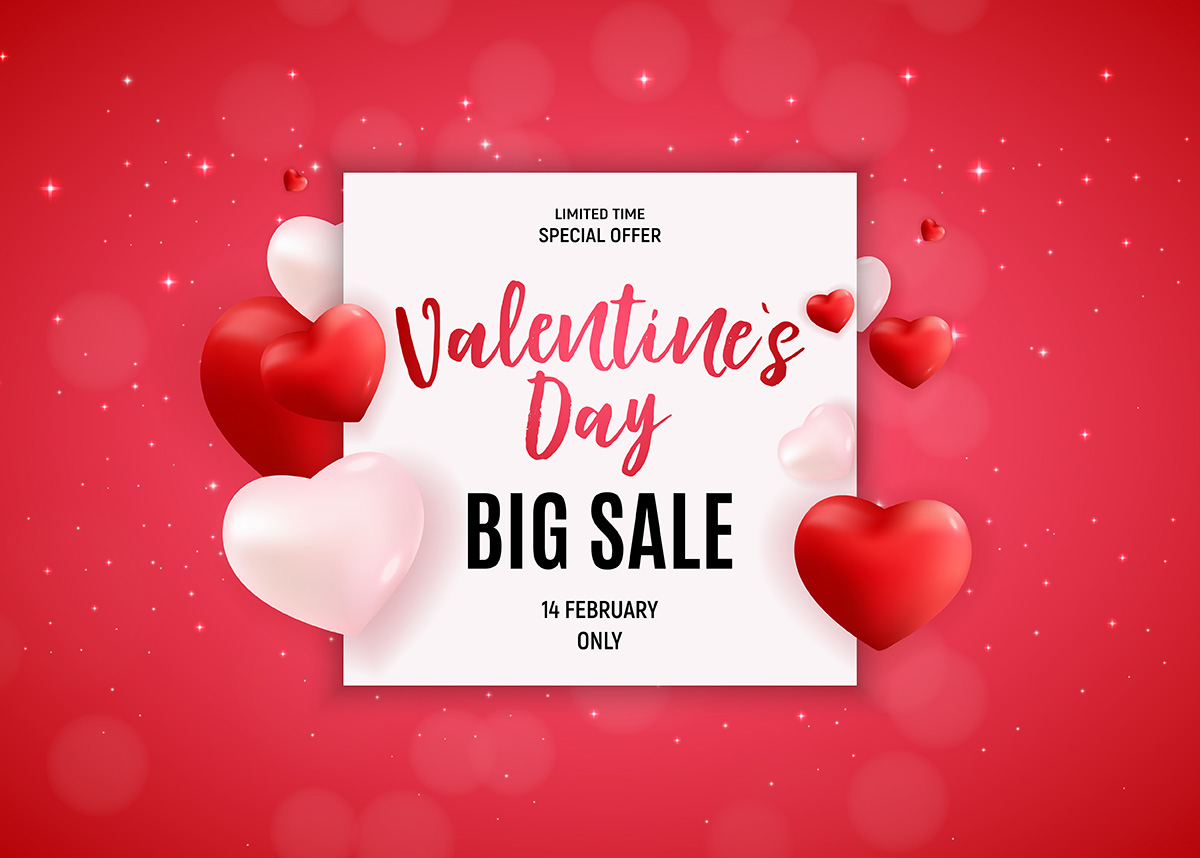 Banner ngày valentine lãng mạn file vector mẫu BV90