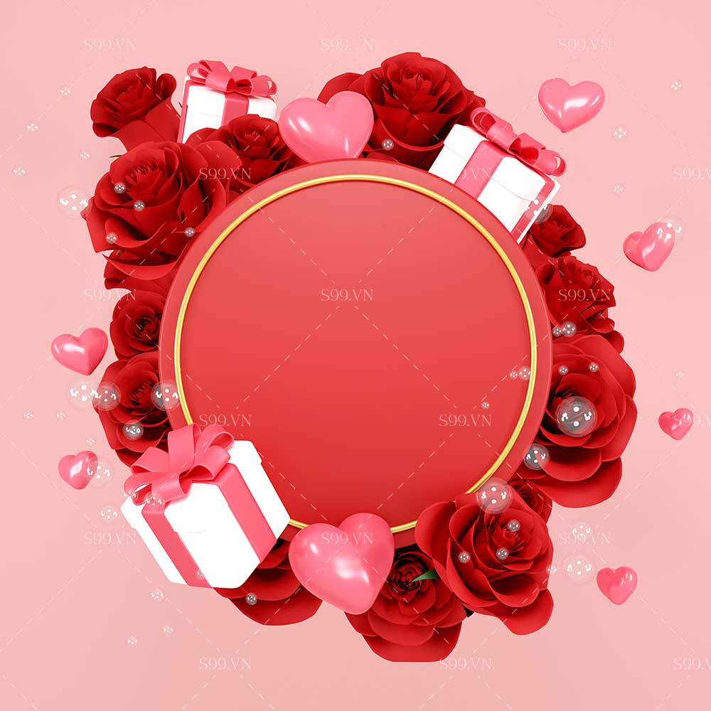 Background dip valentine hình ảnh hoa hồng cùng hộp quà file JPG mẫu số 680