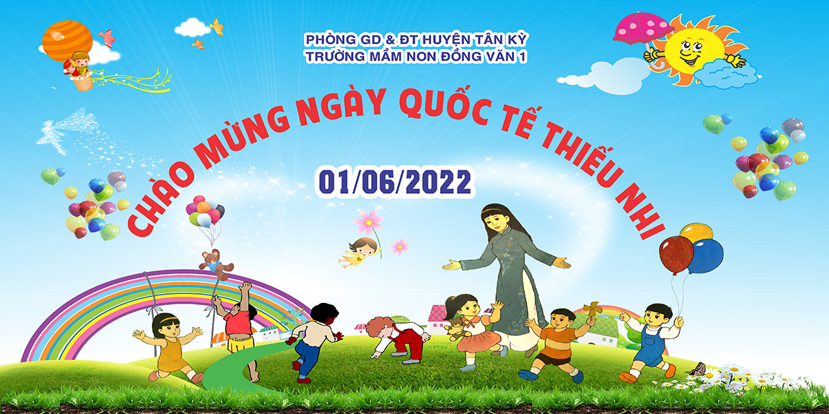 Backdrop Phông nền chào mừng tết thiếu nhi 1-6 File Corel số 24