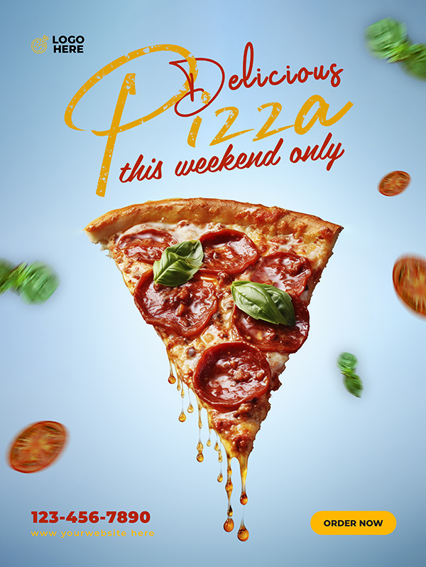 Poster quảng cáo bánh pizza file PSD - mẫu số 817