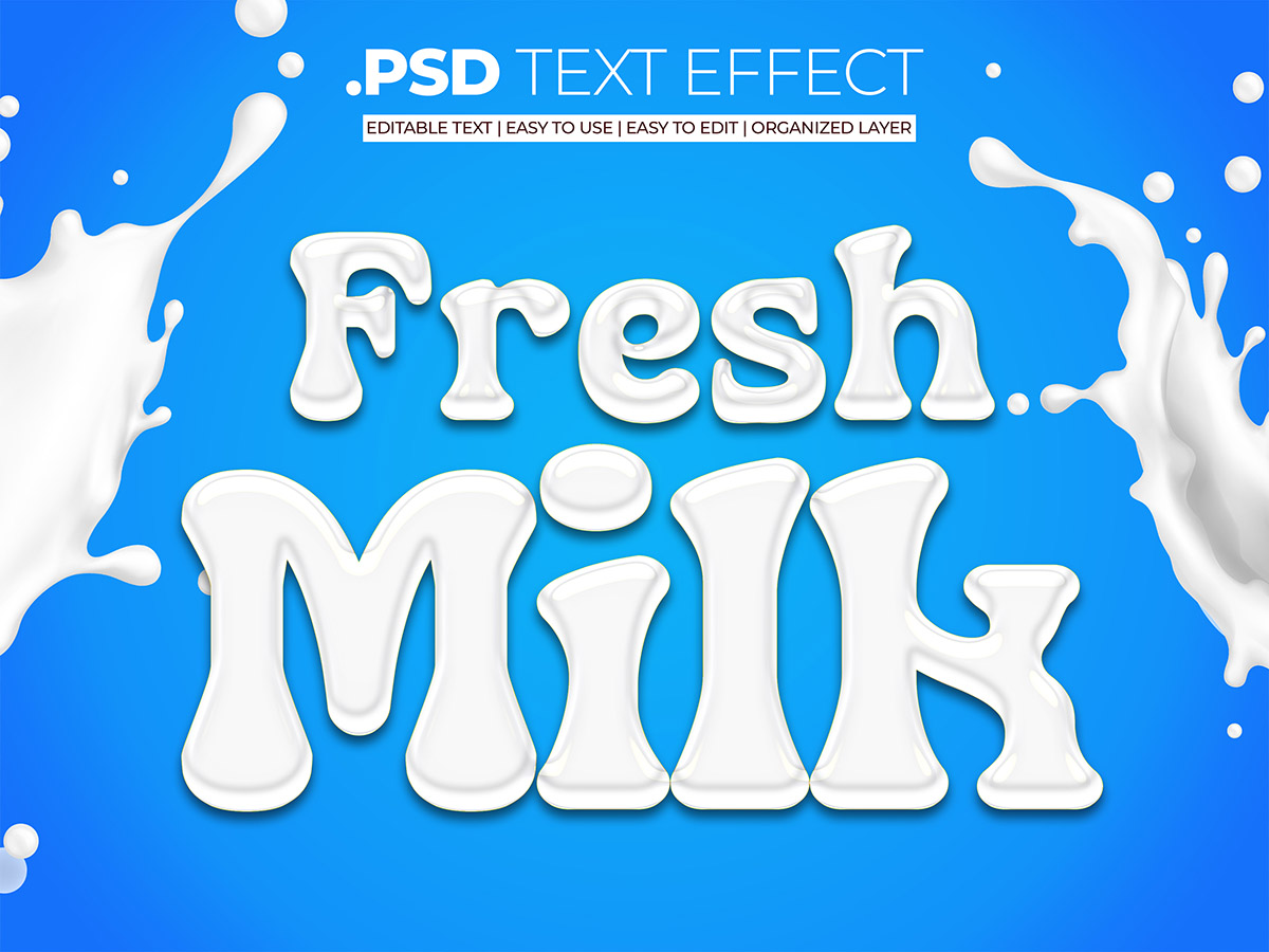 Banner chữ Milk cùng dòng sữa hai bên file vector - mẫu 963