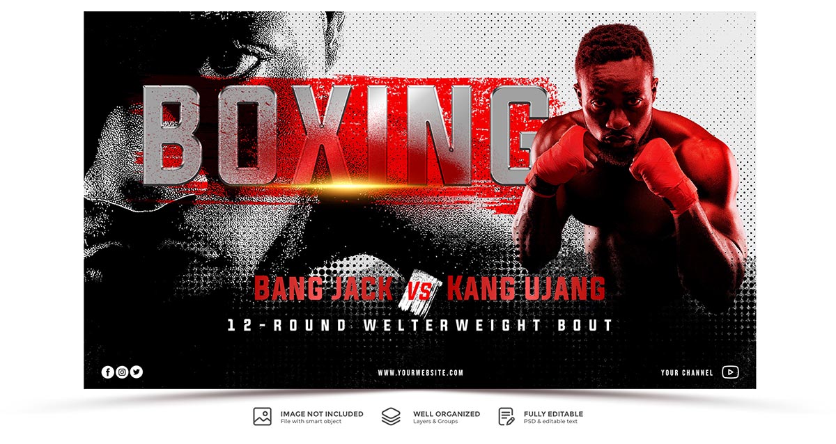 Banner cuộc thi boxing file PSD - mẫu số 284