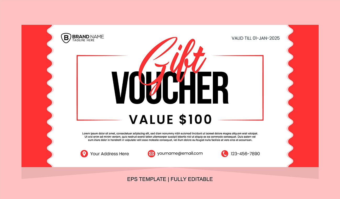 Thiết kế mẫu voucher đơn giản D73 file EPS