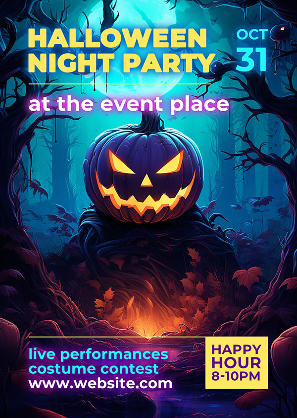 Poster lễ hội halloween file PSD mẫu MB170