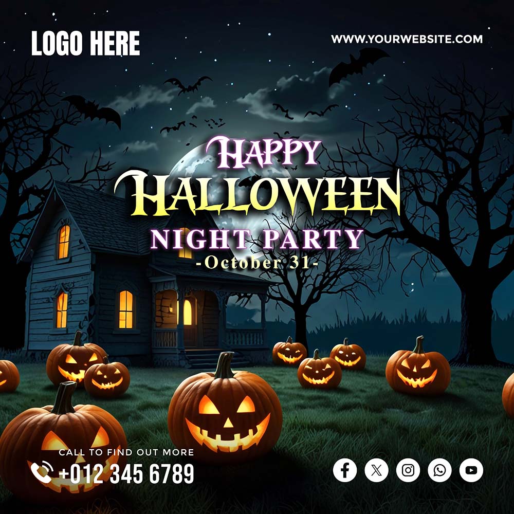 Poster lễ hội halloween file PSD mẫu MB232