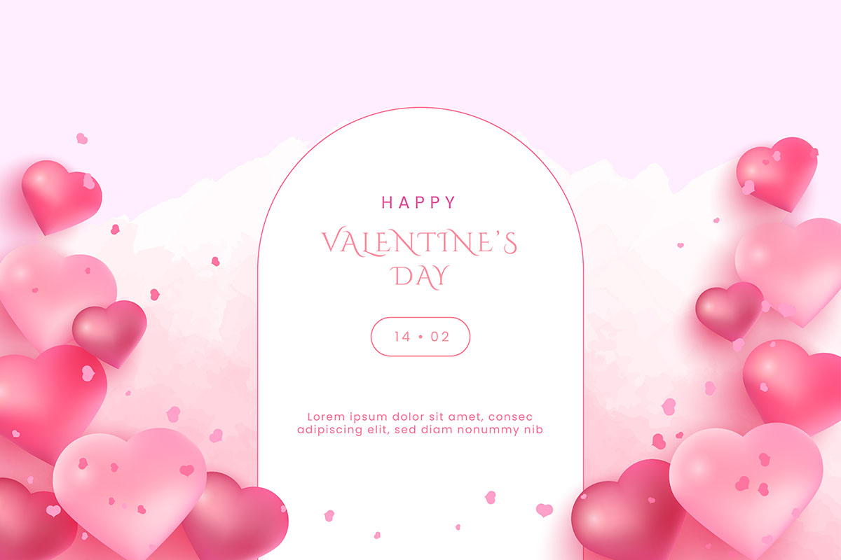 Banner ngày valentine họa tiết trái tim hồng file vector mẫu số 733