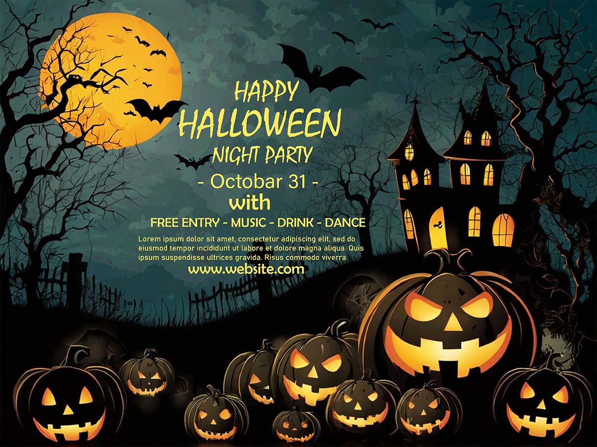 Banner bí ngô ma quái đêm halloween file PSD - mẫu số 226