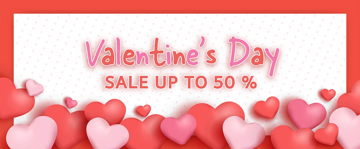 Banner giảm giá ngày valentine hình ảnh trái tim file vector mẫu số 874