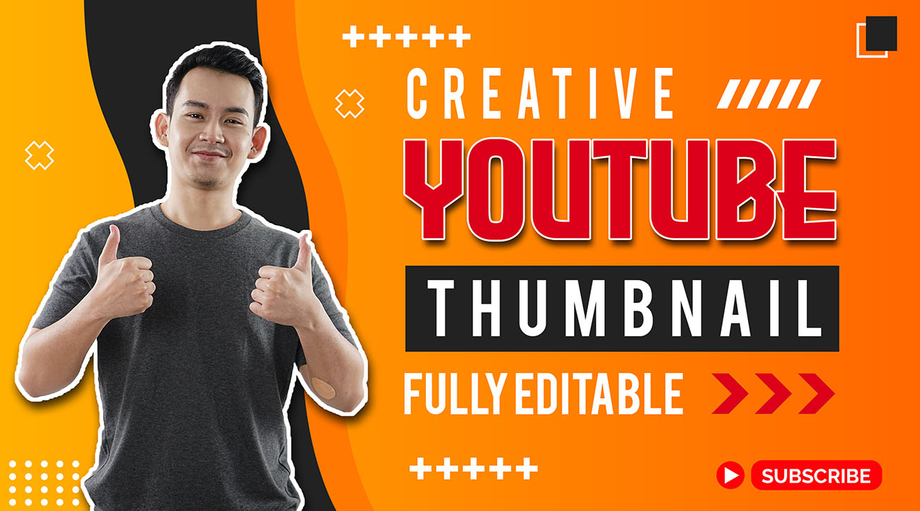 Ảnh thumb kênh youtube nền màu cam T32 file PSD