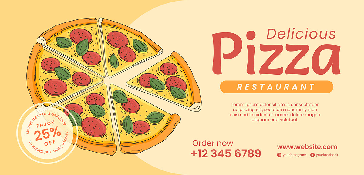 Banner quảng cáo bánh pizza file EPS và AI mẫu P89