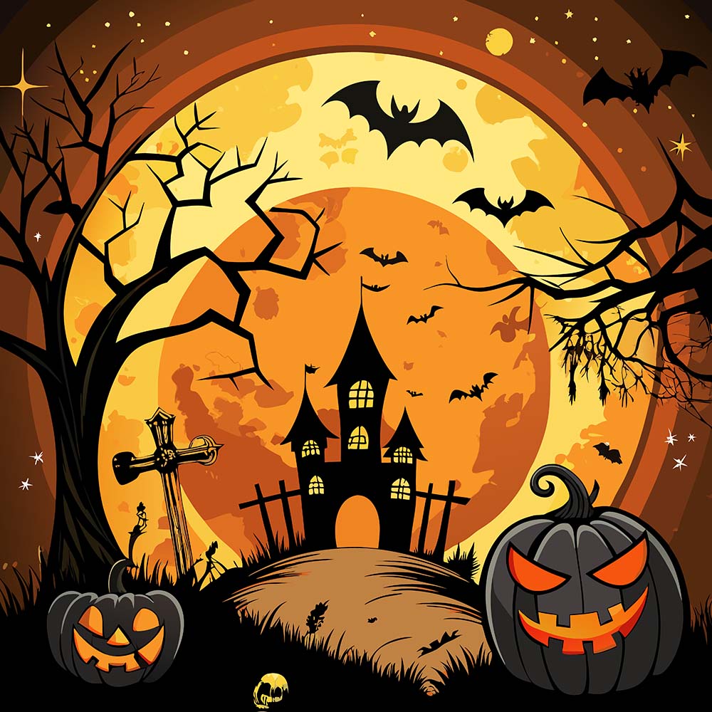 Background ngôi nhà ma ám ngày lễ halloween file EPS và AI mẫu MB5