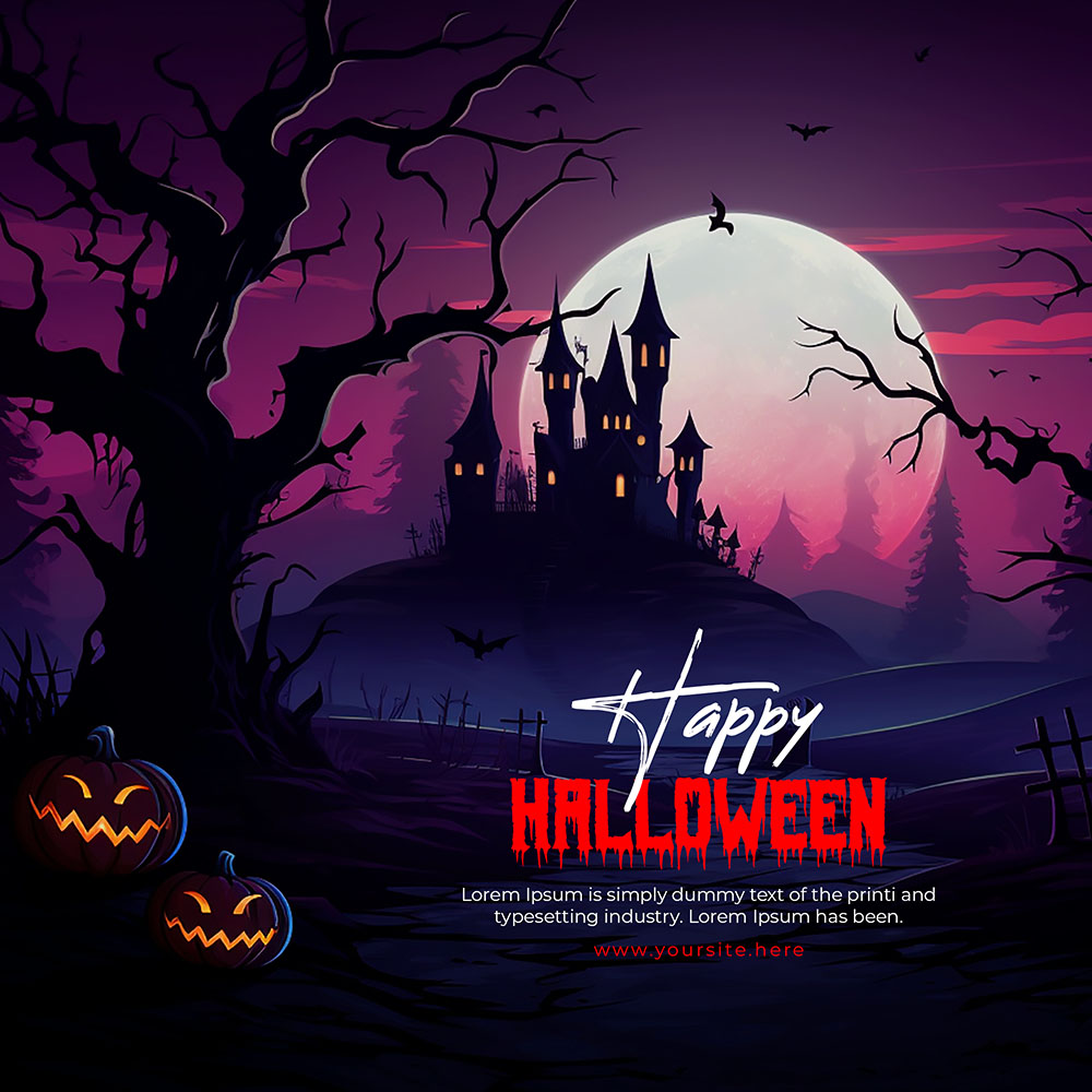 Poster lễ hội halloween file PSD mẫu MB268