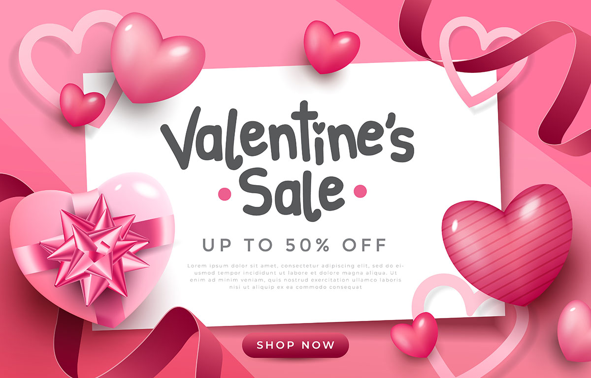 Banner sale dịp valentine file vector mẫu BV325